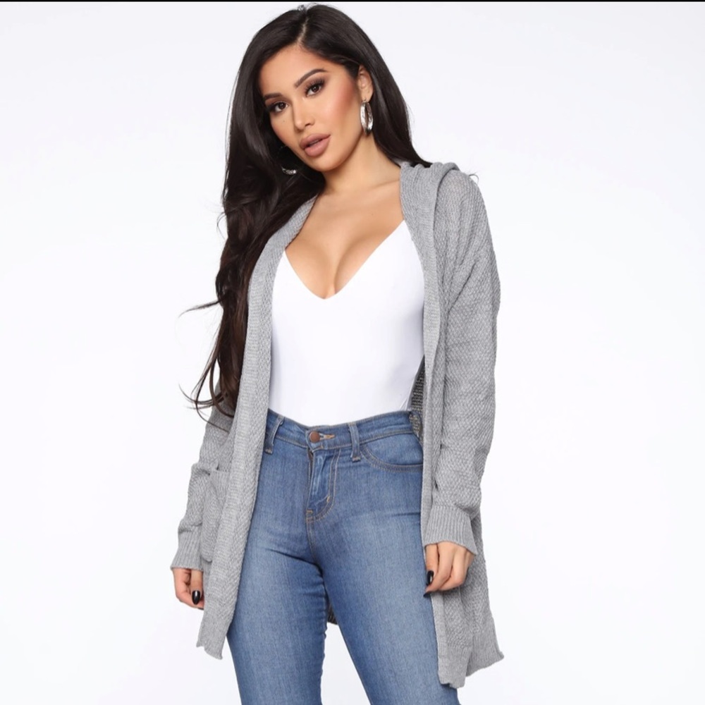 Grey Hooded Cardigan